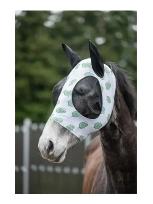 Ausverkauf HKM Fliegenschutzmaske Avocado - Weiss/Lila