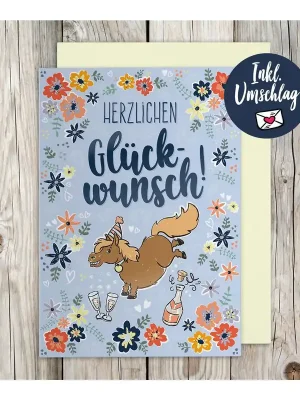 Gratis Versand Soulhorse Grusskarte "Herzlichen Glückwunsch" - Glacier-deepsea