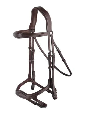 Prestige Trensenzaum mit Double Drop Reithalfter - tabakbraun Neu