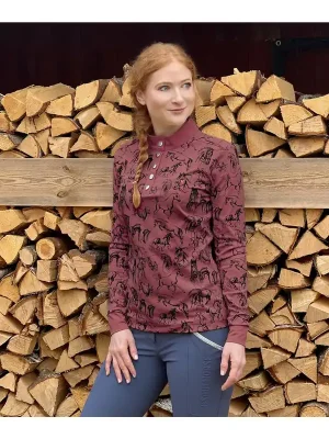 Direktkauf Soulhorse Funktionsshirt Longsleeve Horses - Burgundy