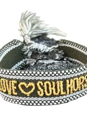Direkt Vom Hersteller Soulhorse Stoffarmband "Love Soulhorse" - Oliv / Gold