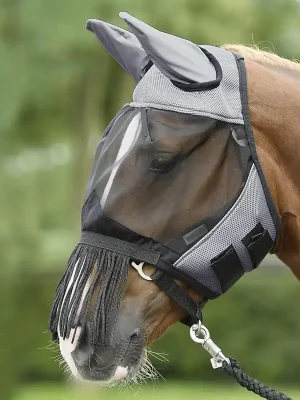 Aktuell Masque anti-mouches FLY COVER FRANSEN de Busse - gris/noir , pur sang , Pony
