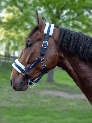 Echt HorSeven Licol avec fausse fourrure - bleu marine , Warmblut