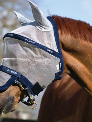 Ausverkauf Horseware Rambo Plus Fly Mask Untreated - Silver , kleines Pony