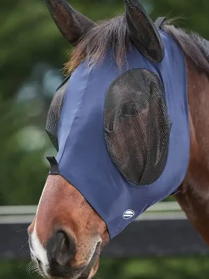 Zertifiziert Weatherbeeta Stretch Fliegenmaske mit Ohrenschutz - navy/black , Vollblut