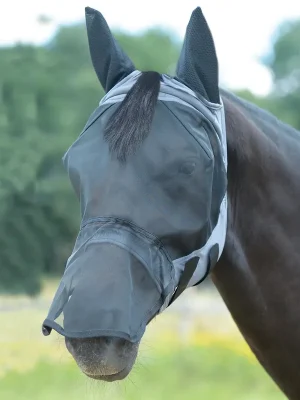 Zertifiziert Busse Fliegenmaske FLY BUCKLER GAP PLUS - grau , Pony