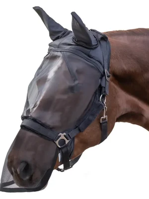 Top-Angebot Waldhausen Fliegenmaske Premium für Halfter Ohren- und Nasenschutz - schwarz, Warmblut