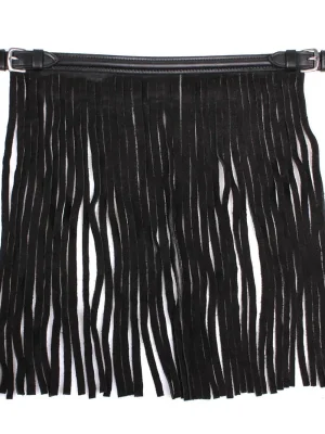 Angebot QHP Fliegenfransen Leder - schwarz, Pony