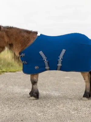 Begrenztes Angebot QHP Fleecedecke Shetty mit Kreuzgurten - blau, 75