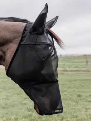 Abverkauf Kentucky Horsewear Fly Mask Classic with Ears and Nose - black, Full