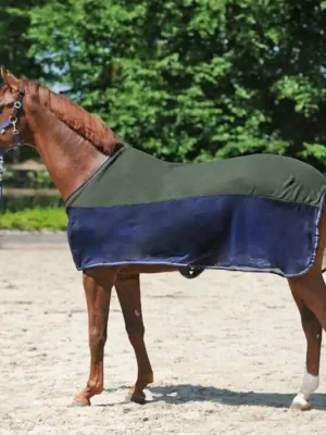 Zertifiziert Kavalkade Fliegendecke Fly'n Fleece mit Fleecerücken - schwarz-bordeaux, 155