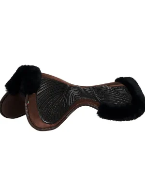 Top-Seller Acavallo Close Contact Gel Memory Foam Half Pad Sheepskin , White/Black, One Size