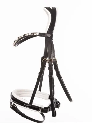 Aktuell kavalkade dressur trense zora mit schwed. komb.reithalfter pony gross schwarz weiss lack